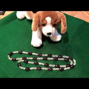 Brown and Clear Beaded Vintage Necklace